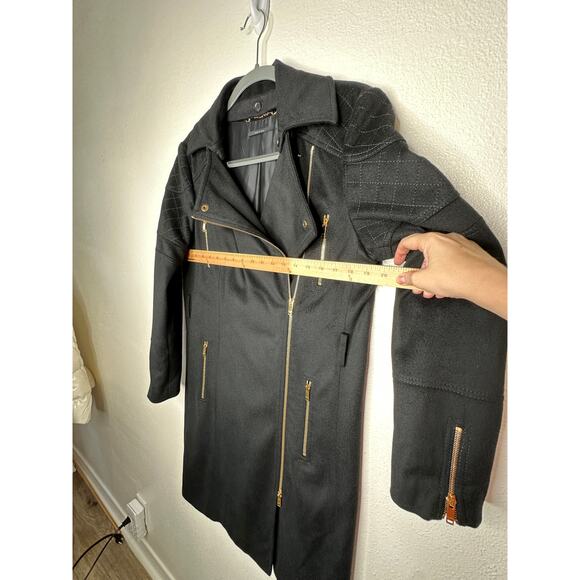 Gucci Black Wool Cashmere Sueded Gold Zip Long Line Trench Coat Jacket 44 - Picture 16 of 16